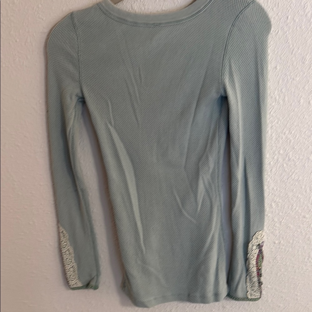 Free People Lace-Accent Long Sleeve Top - Mint Green - Picture 5 of 6